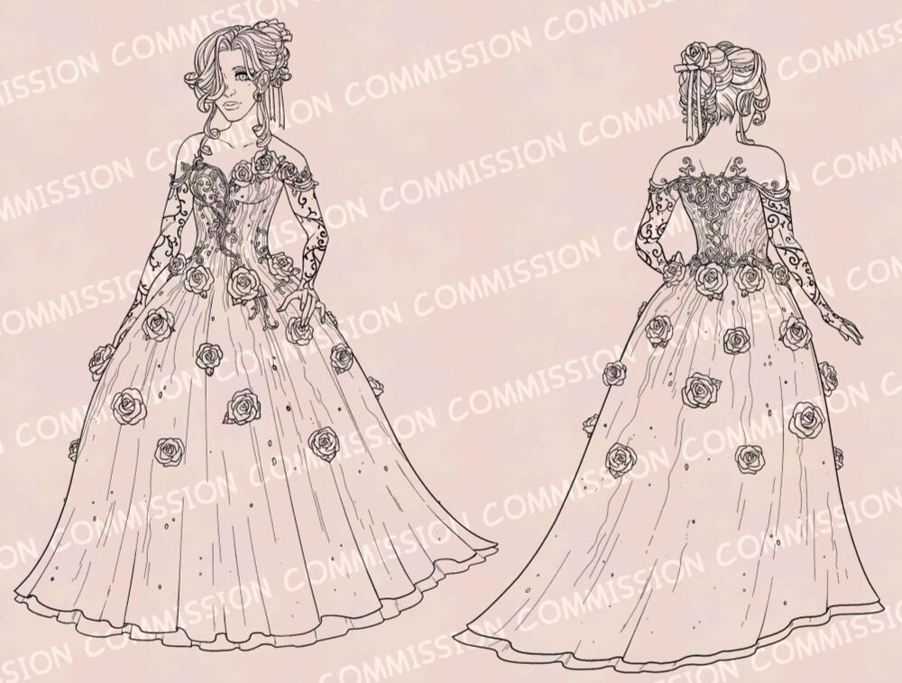 A dress design lineart