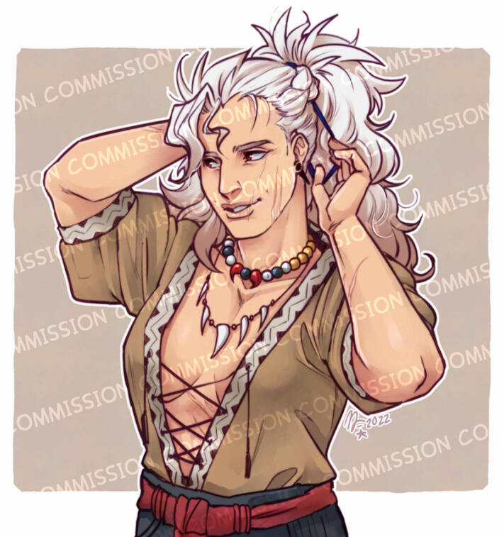 A painted waist-up sketch